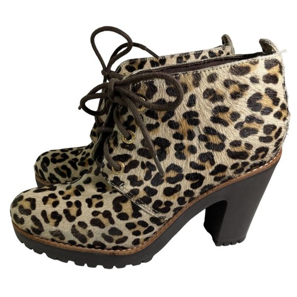 Women's Sperry Top Sider Princeton Ankle Boot In Leopard Print Lace Up - Picture 2 of 7